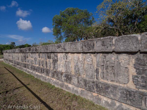 This stone platform is where the Mayans displayed the severed heads of the players that were sacrificed to the gods after the ball game. As you can see it's quite large. So the Mayans would have accumulated a lot of heads over the centuries.